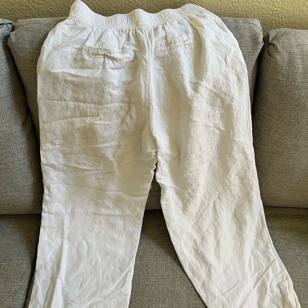 White linen pants